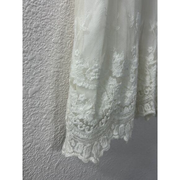 Skies Are Blue White Lace Floral Tank Top Size S Coquette Boho Frilly Whimsy - Picture 3 of 12